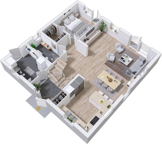 Prio 164 Modern Grundriss 3D