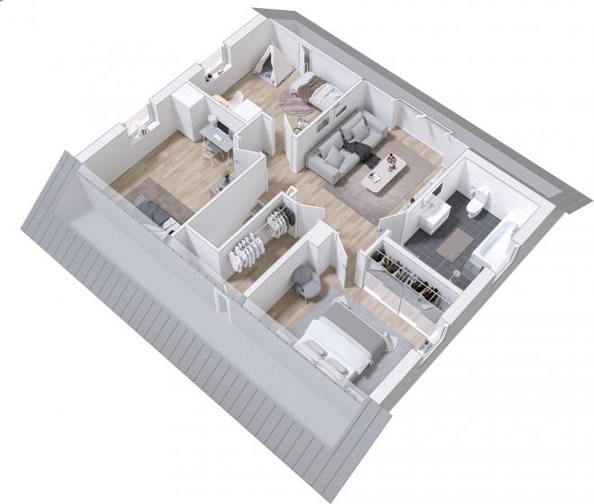 Prio 164 Modern Grundriss 3D