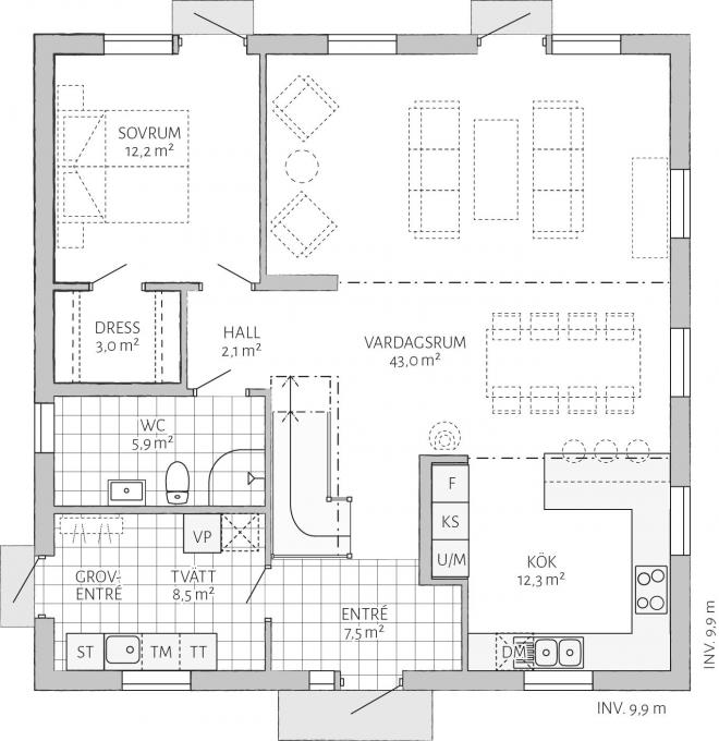 Prio 164 Modern Grundriss 2D